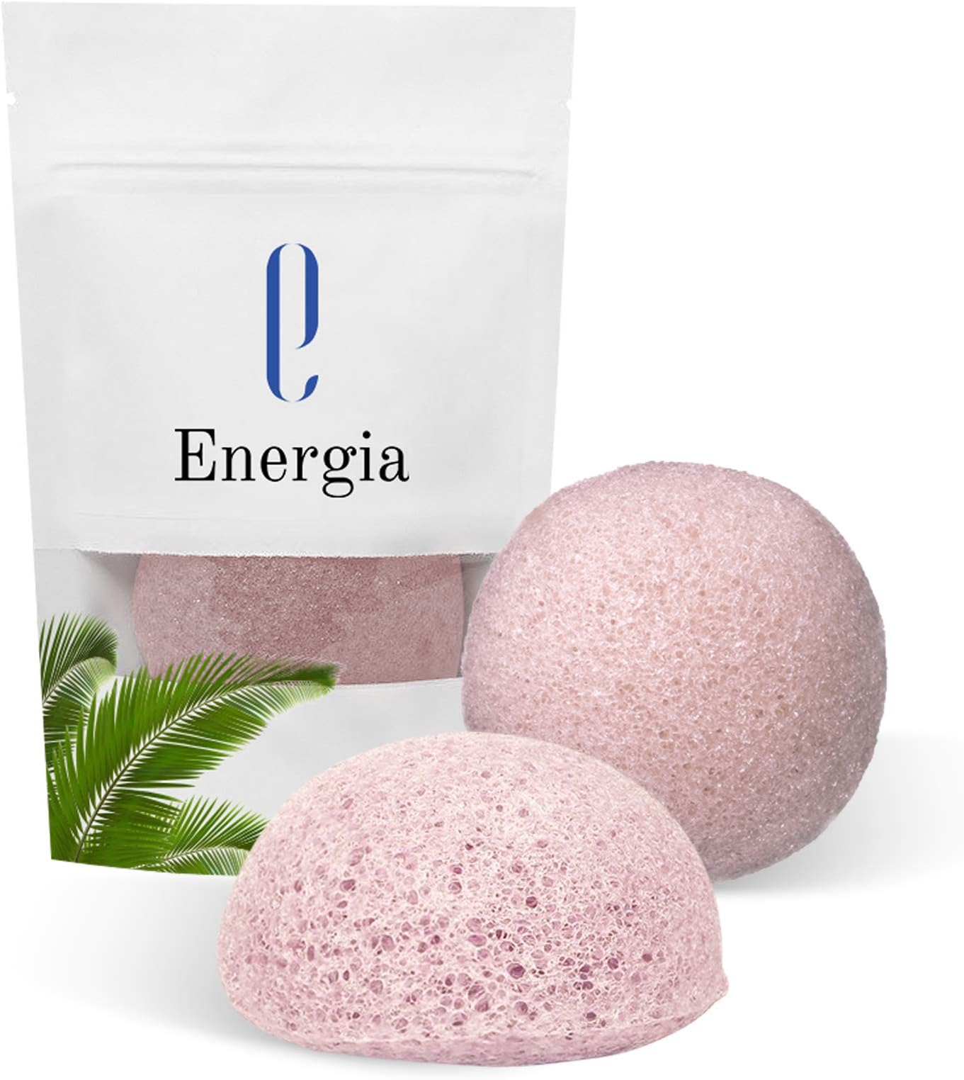 Konjac Facial Sponge, 100% Natural Handmade Unscented Soft Exfoliating Face Sponge Daily for Men and Women, Facial Konjac Sponge Sensitive Skin Acne ( Pink Clay Konjac Sponge) 1 Package – Energia