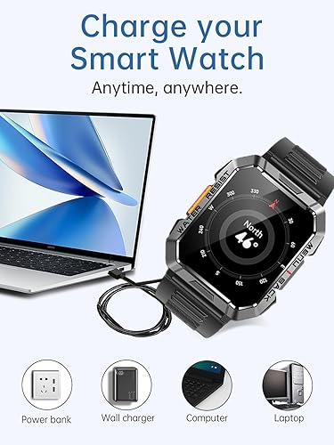 Miniatura 5 de Paquete de 2 cables de carga para relojes inteligentes IOWODO W60 para hombres y mujeres, cable de carga USB magnético compatible con cargador