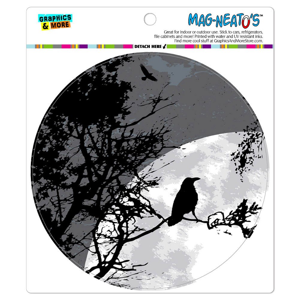 Raven at Night Black Bird Full Moon Automotive Car Refrigerator Locker Vinyl Magnet