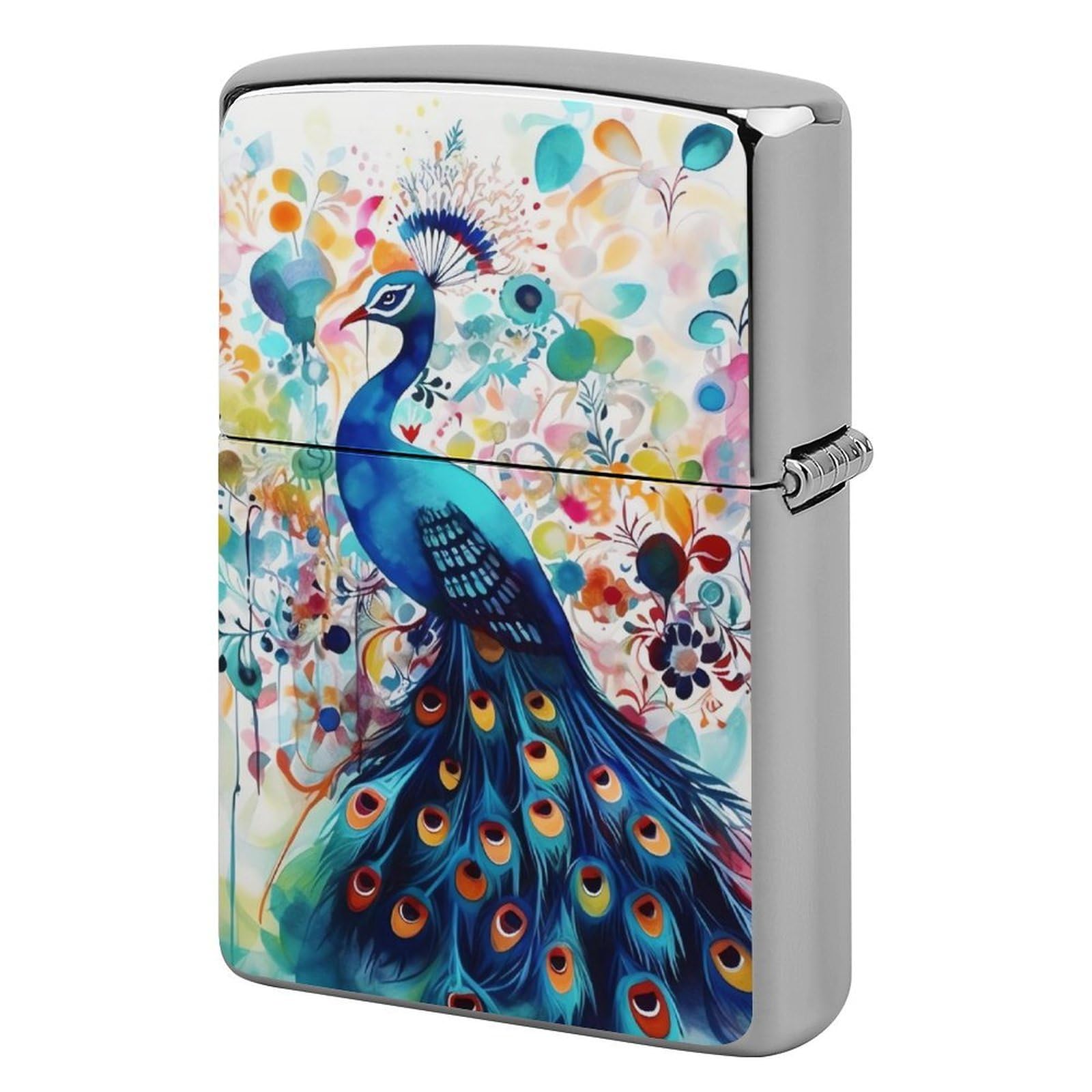 Color Peacock Lighter Case Vintage Metal Lighter Cover Reusable Lighter Protective Sleeve Unique Design Personalized Lighter Sleeve Holder Against Dust and Scratches