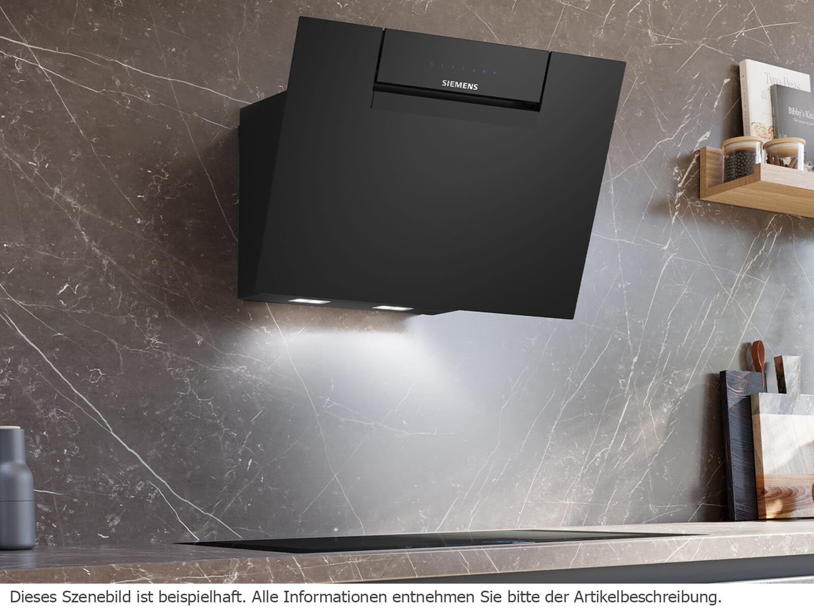 Siemens LC67KFN60, iQ300 - Cappa aspirante intelligente, larghezza 60 cm, montaggio a parete, prodotto in Germania, con aria di scarico, particolarmente silenziosa, controllo touch o piano cottura,