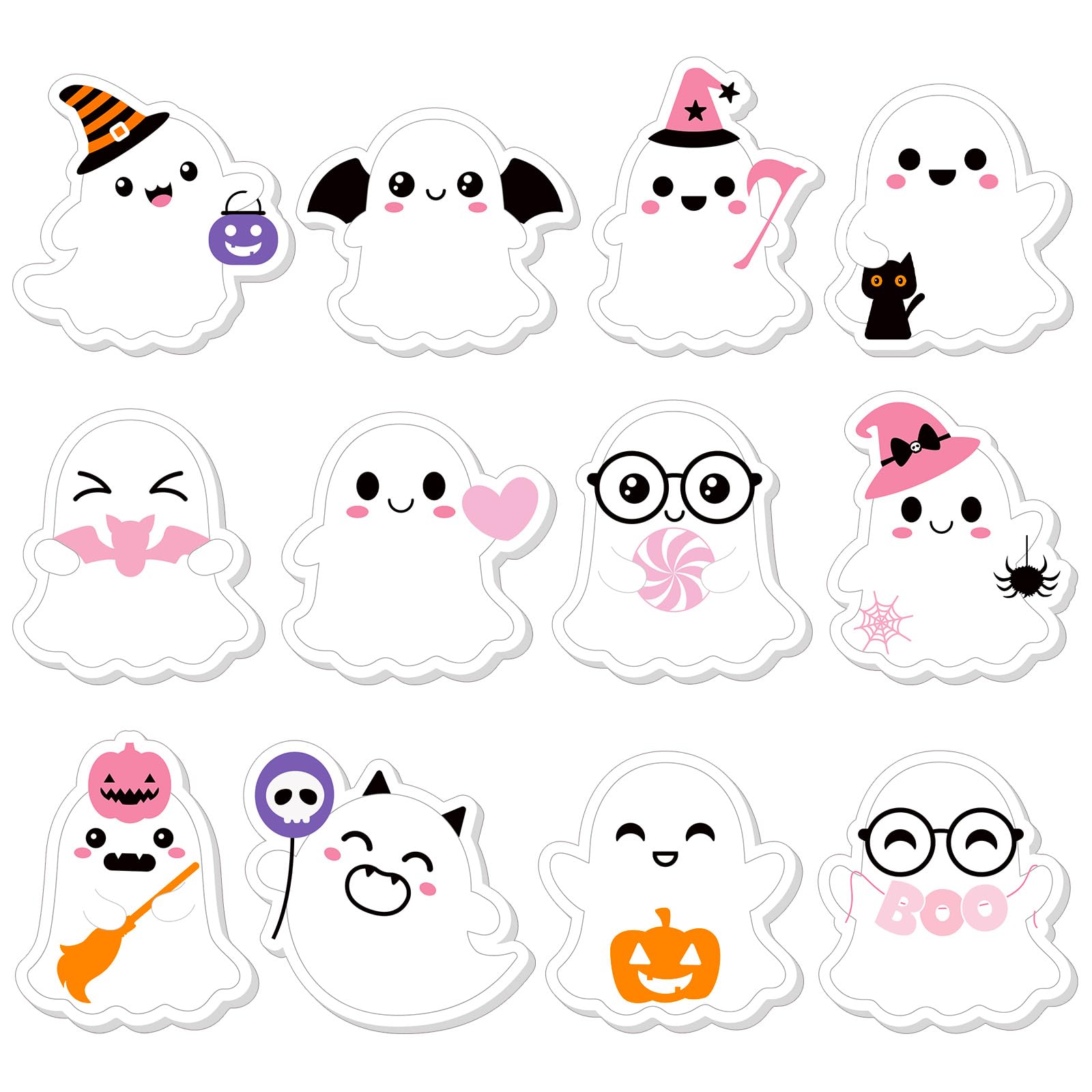 Yinder 24 Pads Halloween Sticky Notes Kawaii Boo Ghost Memo Office Supplies