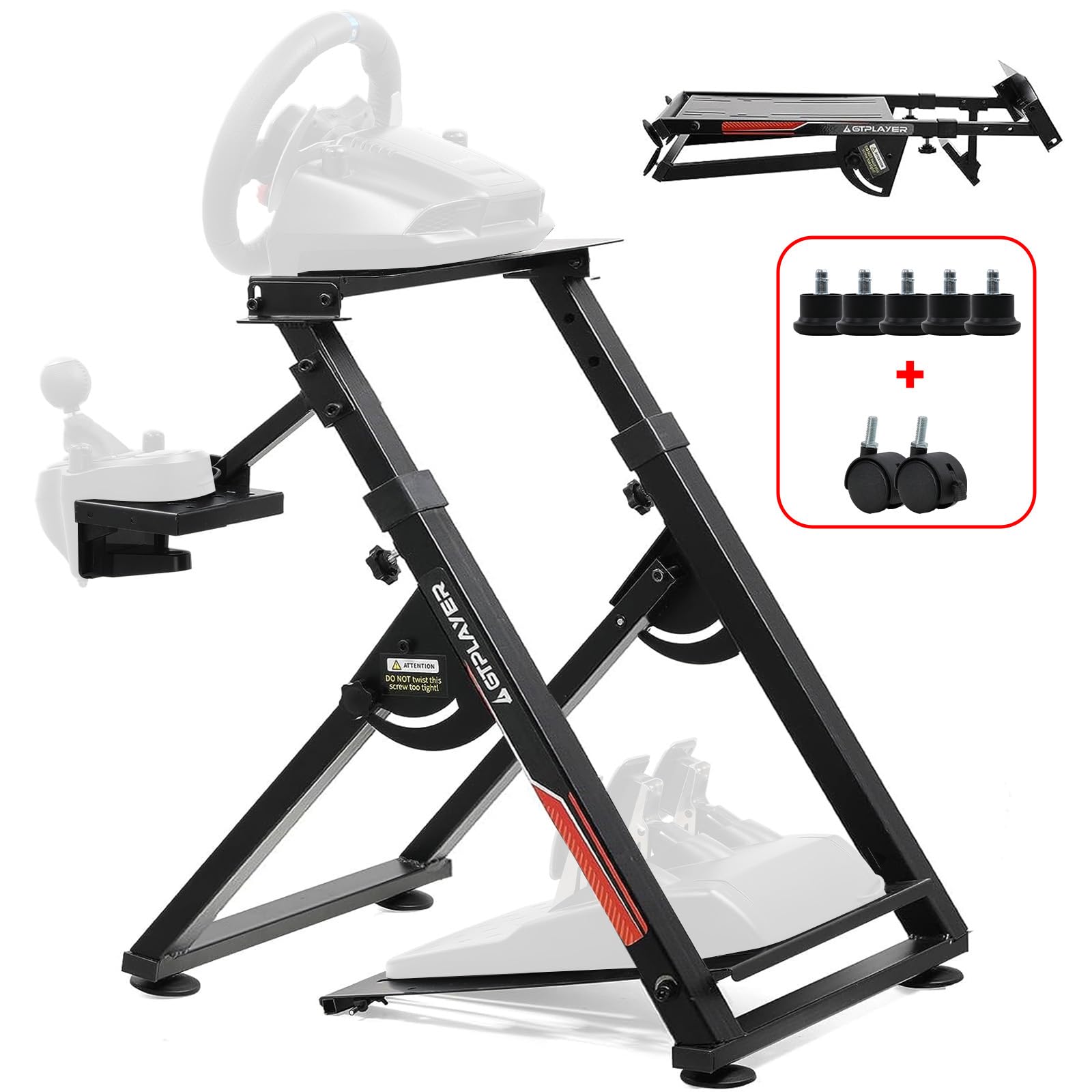 GTPLAYER Lenkradständer Gaming Wheel Stand mit V1 V2 Schalthebelhalterung Neigungsverstellbares Gestell PS4 Xbox PC
