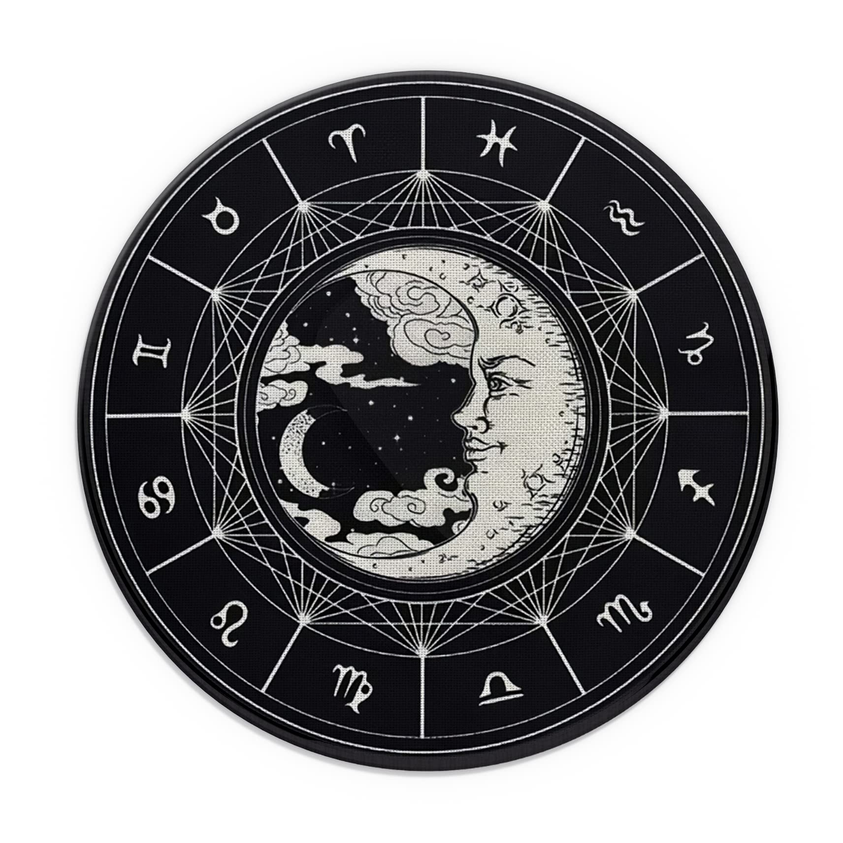 Tarot Moon Waterproof Small Round Mouse Pad 7.9 x 7.9 Inch, Non-Slip Rubber Base Decor Tarot Mouse pad for Girl College Dorm Room Office Desk Decor, Gifts for Sister, Coworker, Tarot Lovers