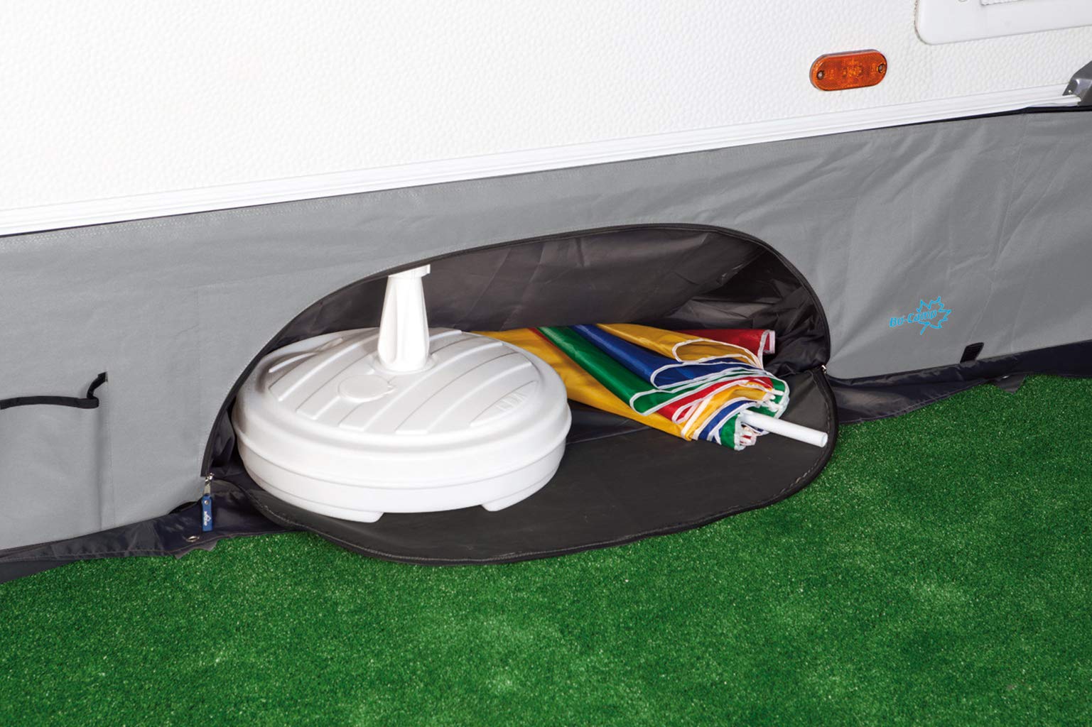 Bo-Camp - Jupe anti-courant d'air caravane - Universel deluxe - Gris