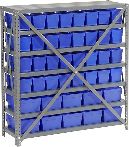 Miniatura 6 de Global Industrial Estantería de acero para 7 estantes con (42) contenedores de plástico de 4 pulgadas de alto, azul, 36x18x39