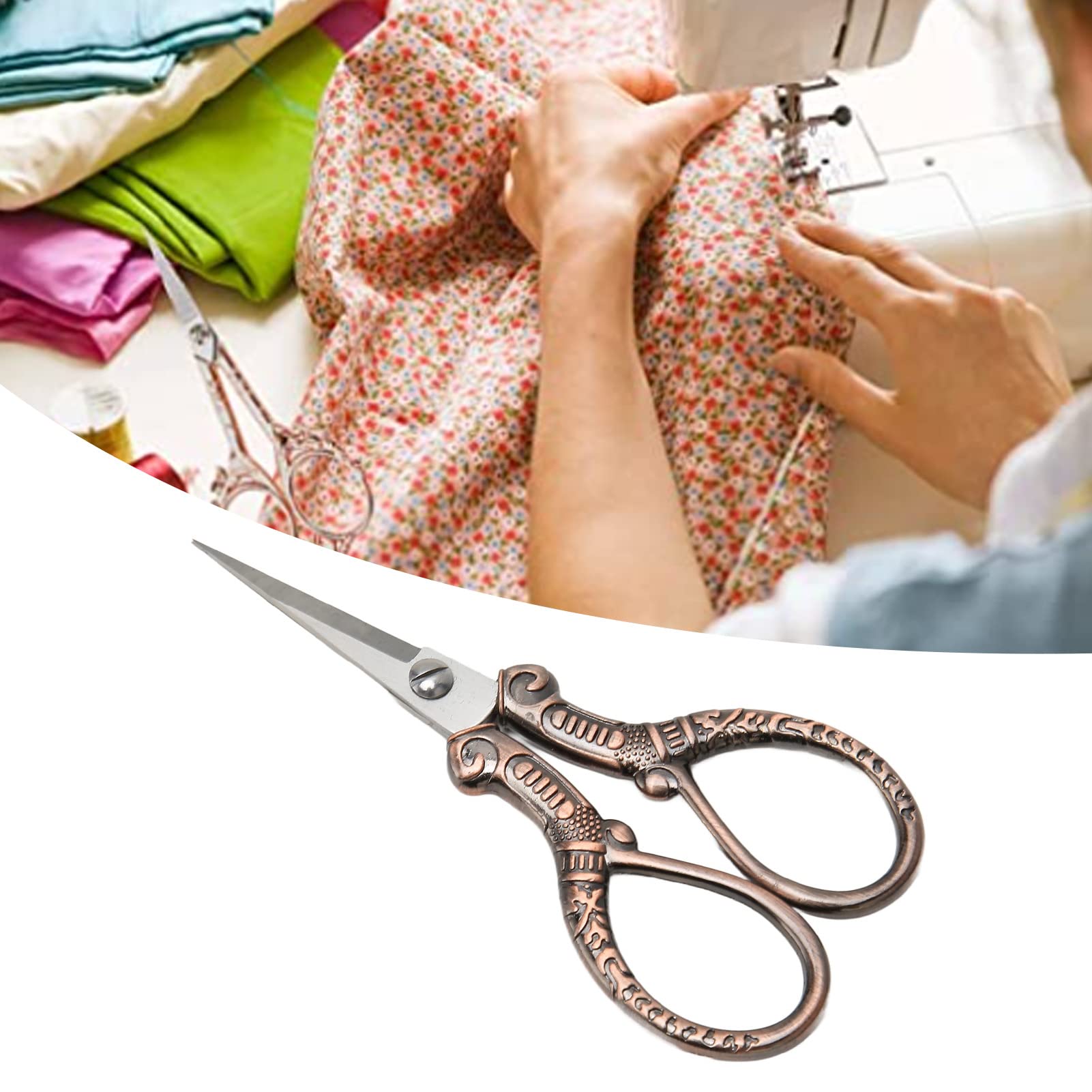 HERCHR Forbici Da Ricamo Vintage In Acciaio Inossidabile - Fiori Di Susino, 12,5 Cm, Ergonomiche, Per Cucito E Artigianato (Ottone Antico)