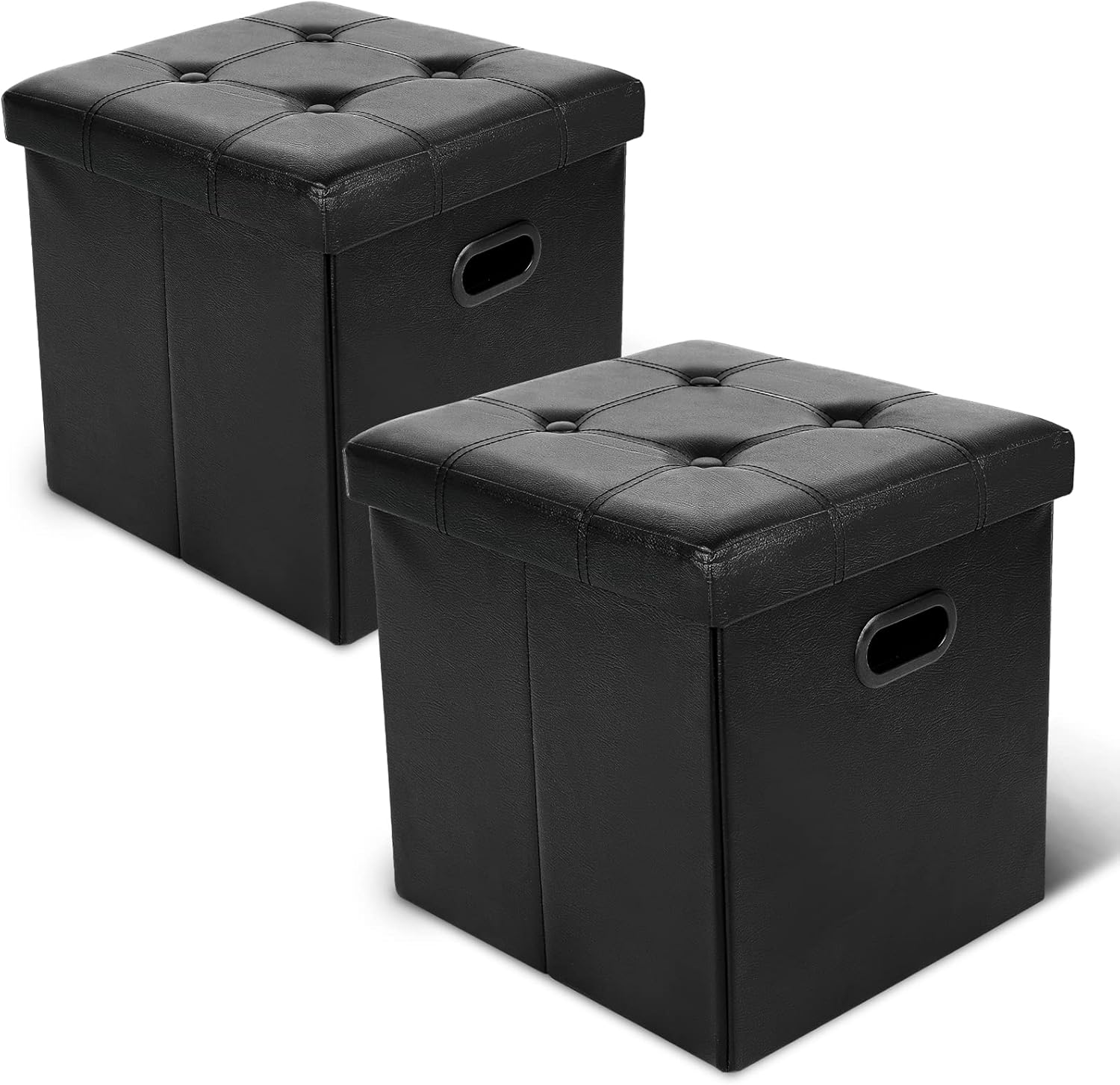 Babion Square Storage Ottoman, PU Leather Footstool Ottoman