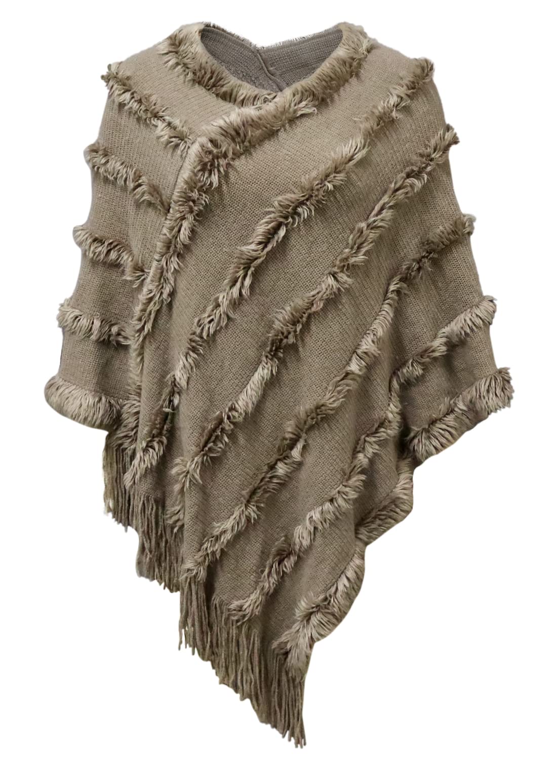 JFAN Poncho Donna Invernale Mantella Scialle in Maglia con Scollo a V Peluche Leggero Coprispalle Donna Elegante