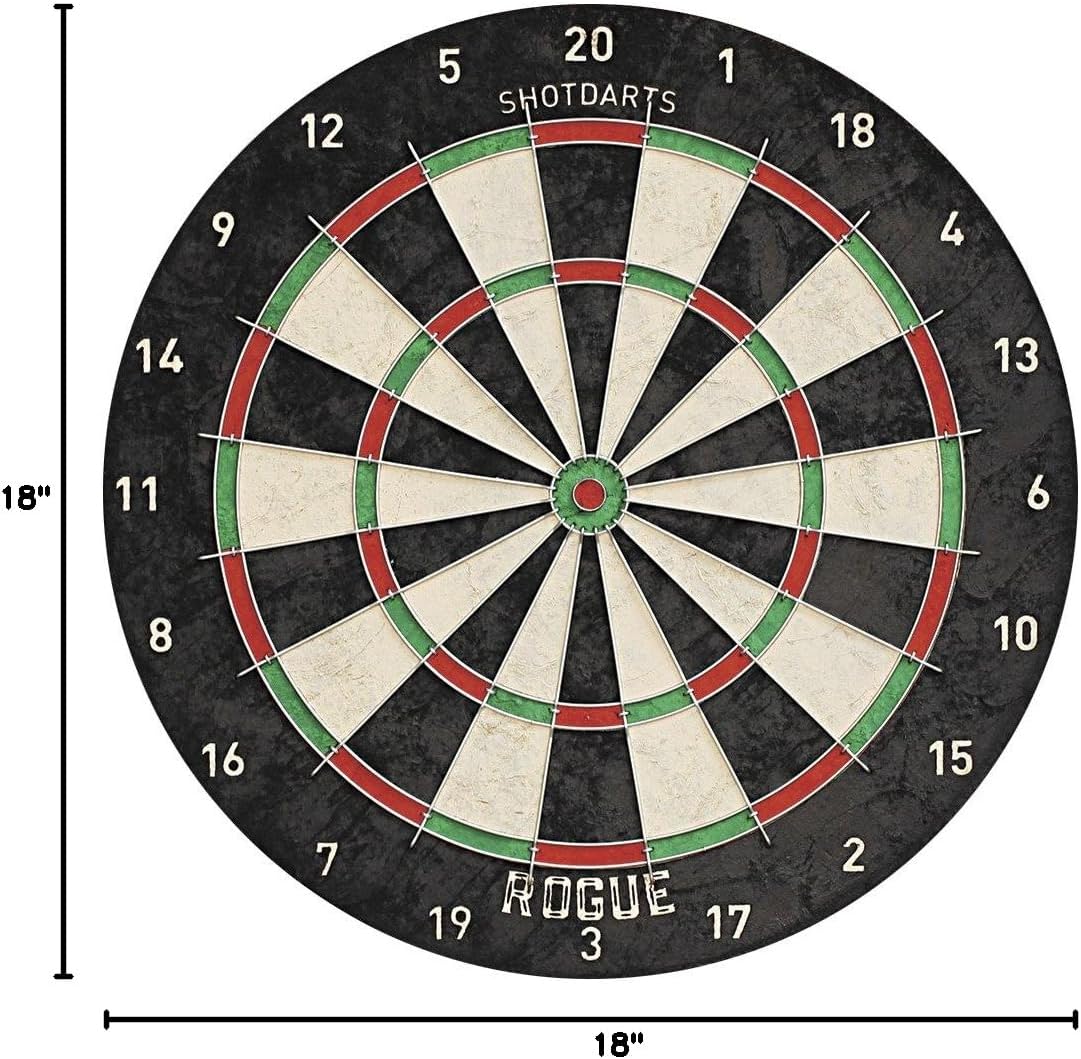 Shot! Darts Rogue Steel Tip Dartboard-Bristle Board-Official Competition Size-Self Healing Sisal-Reduced Bounce Outs-Staple Free Bullseye