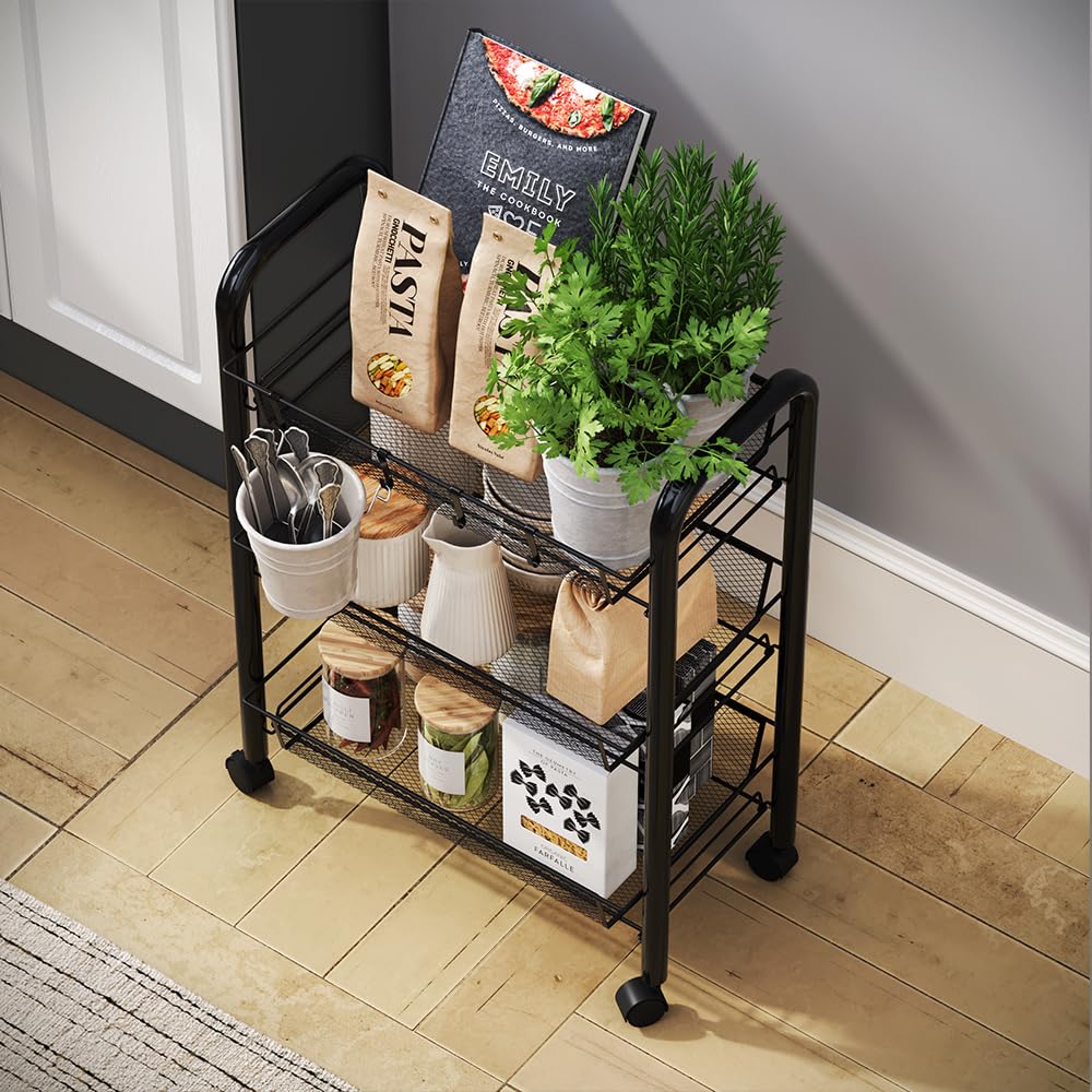 Vicco Rollcontainer Tarro, Schwarz, 45 x 64 cm mit 3 Ablagefächern, auf Rollen flexibel einsetzbar in verschiedenen Wohnbereichen