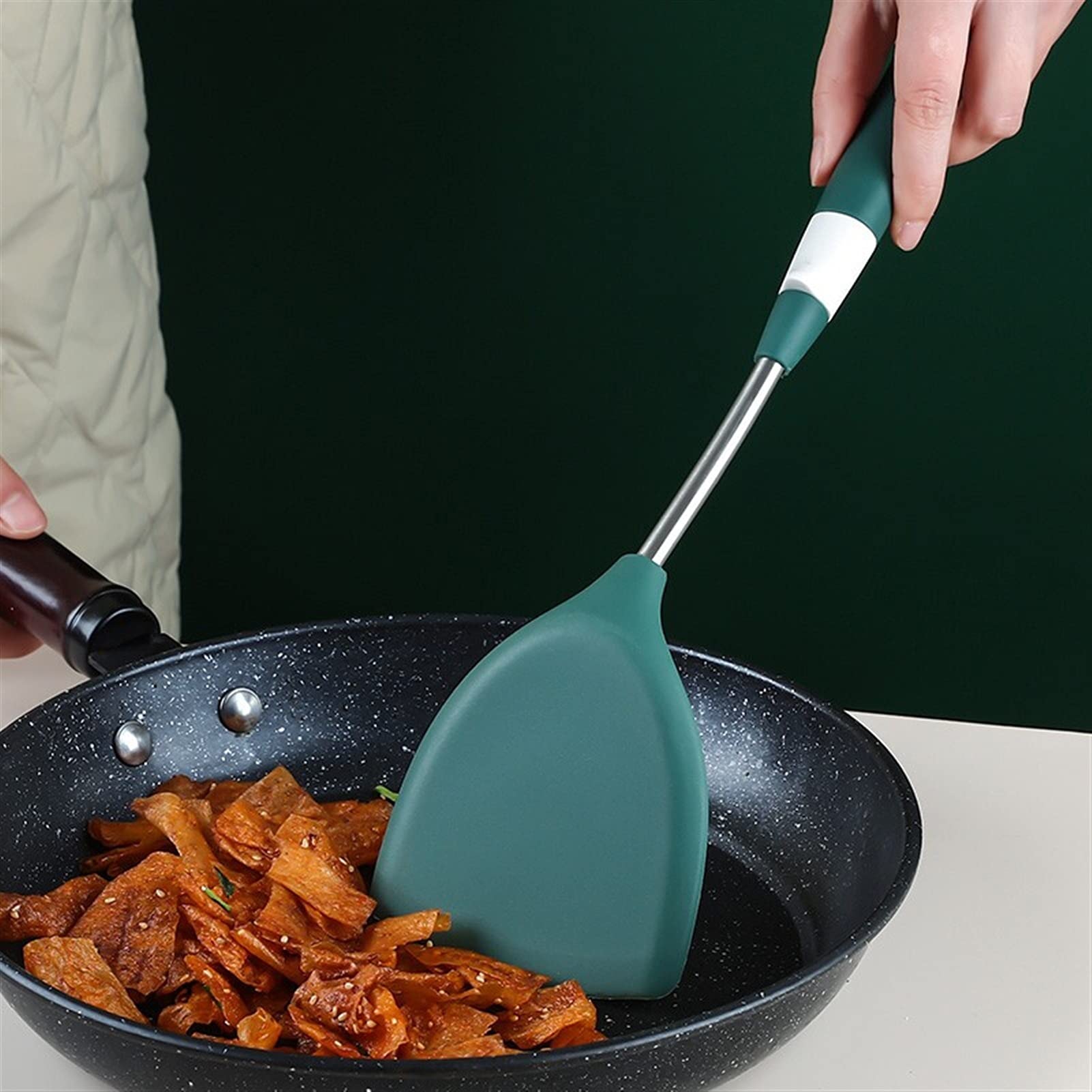 Spatula Juego de espátulas de cocina diarias de silicona resistente al calor y acero inoxidable - Espátulas de silicona flexibles for utensilios de cocina antiadherentes - Juego de 3 espátul
