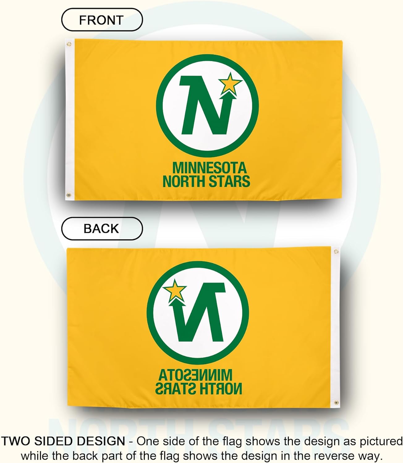 Desert Cactus Minnesota North Stars Flag NHL 100% Polyester Indoor Outdoor 3x5 feet National Hockey League Team Flags (Vintage Flag #2) - Image 2