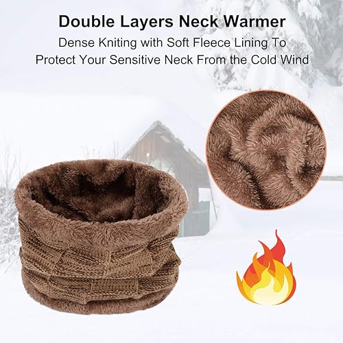 Miniatura 4 de MAYLISACC Conjunto de gorro de invierno, bufanda y guantes para pantalla táctil, gorro de punto térmico con guante para hombres y mujeres