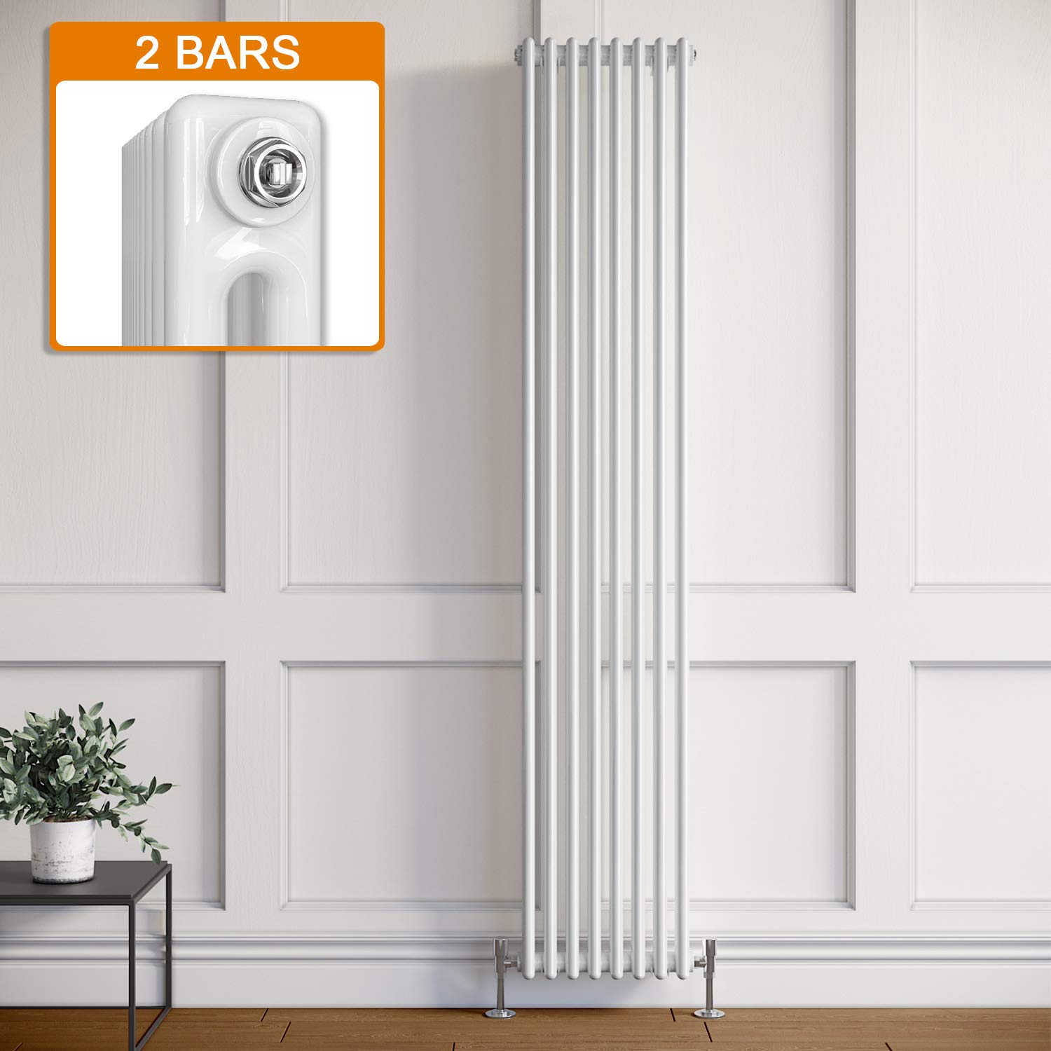 ELEGANT Traditional Vertical Radiator Double White Cast Iron Style 2 Column Radiator for Bathroom/Living room/Kitchen 1800 x 370 mm — image 1
