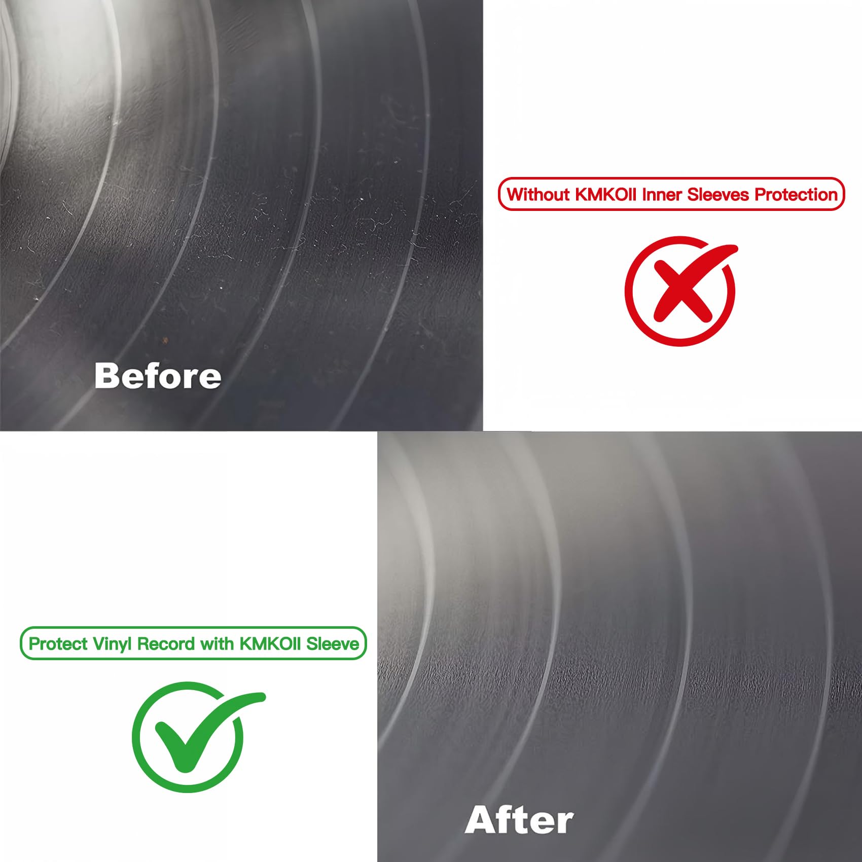 Buste Interne Vinili 33 Giri,50 Pz. 12 Pollici Buste Vinili 33 Giri Interne Antistatiche+AntiGraffio,3 Strati HDPE+Carta Buste Dischi Vinile per 33,Cover Vinile 33 Giri Protezione Copertine