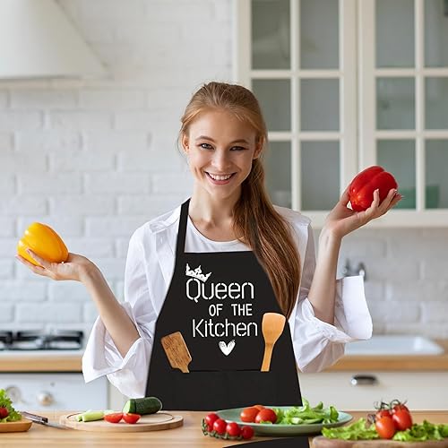 Miniatura 3 de DHQH Divertido delantal de cocina para mujer, delantal de chef para hornear y cocinar con 2 bolsillos, cumpleaños, día de la madre, inauguración de