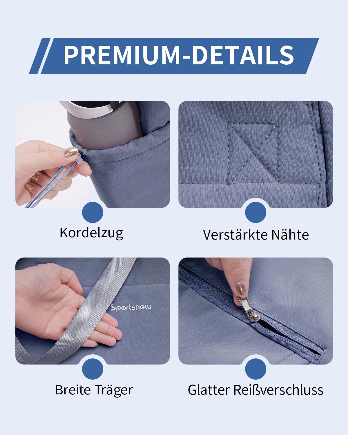 sportsnew Yogatasche Damen Groß Wasserdicht Yoga Tote Tasche mit Nassfach & Klettverschluss Schnellzugriff Yogamatte