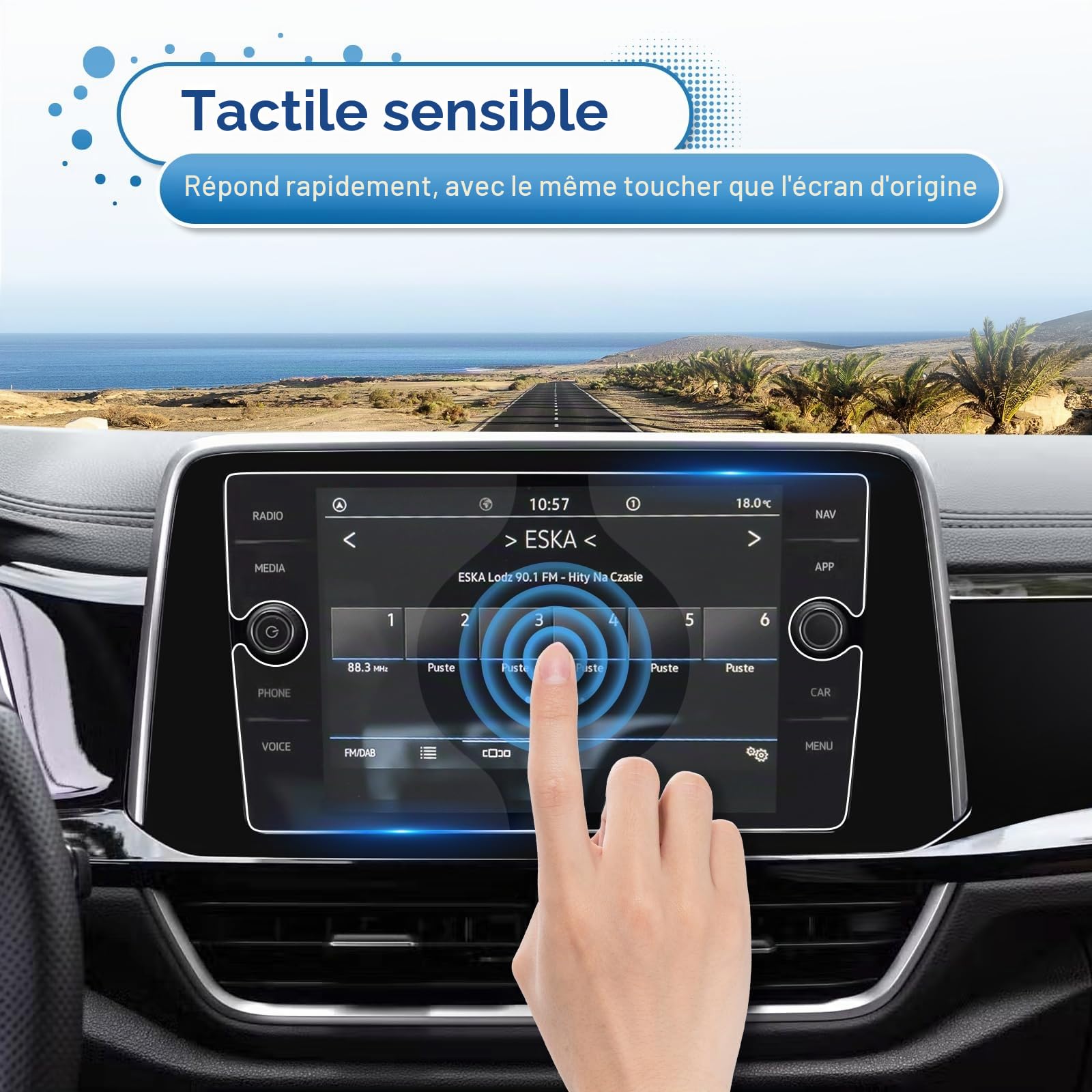 Films de Protection d'écran de Navigation Compatible avec VW T-ROC 2018-2024, T ROC Film Protecteur d'écran en Verre Trempé, 9H Anti-rayures GPS Protection d'écran (8 Pouces)