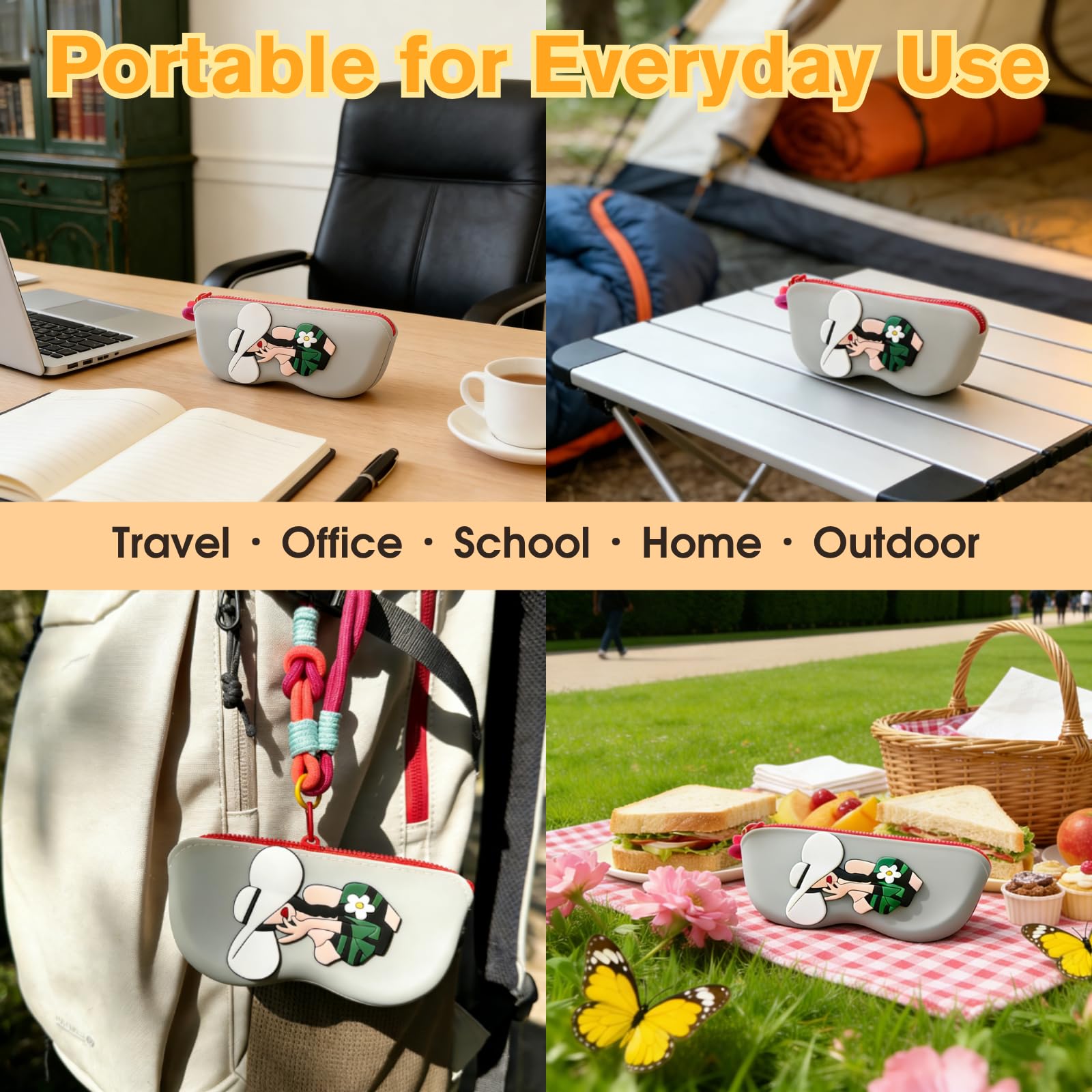Custodia per occhiali sottile in silicone, custodia portatile morbida per occhiali da sole per donne e bambini, impermeabile e resistente ai graffi, per uso quotidiano e da viaggio