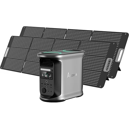 Portable Power Station Andes 1500 with 2x200W Solar Panel, Full Charge in 55 Min, 1462Wh LiFePO4 Battery, 2400W (Peak 3600W) Solar Generator for Home Backup, Power Outages, Camping & RVs