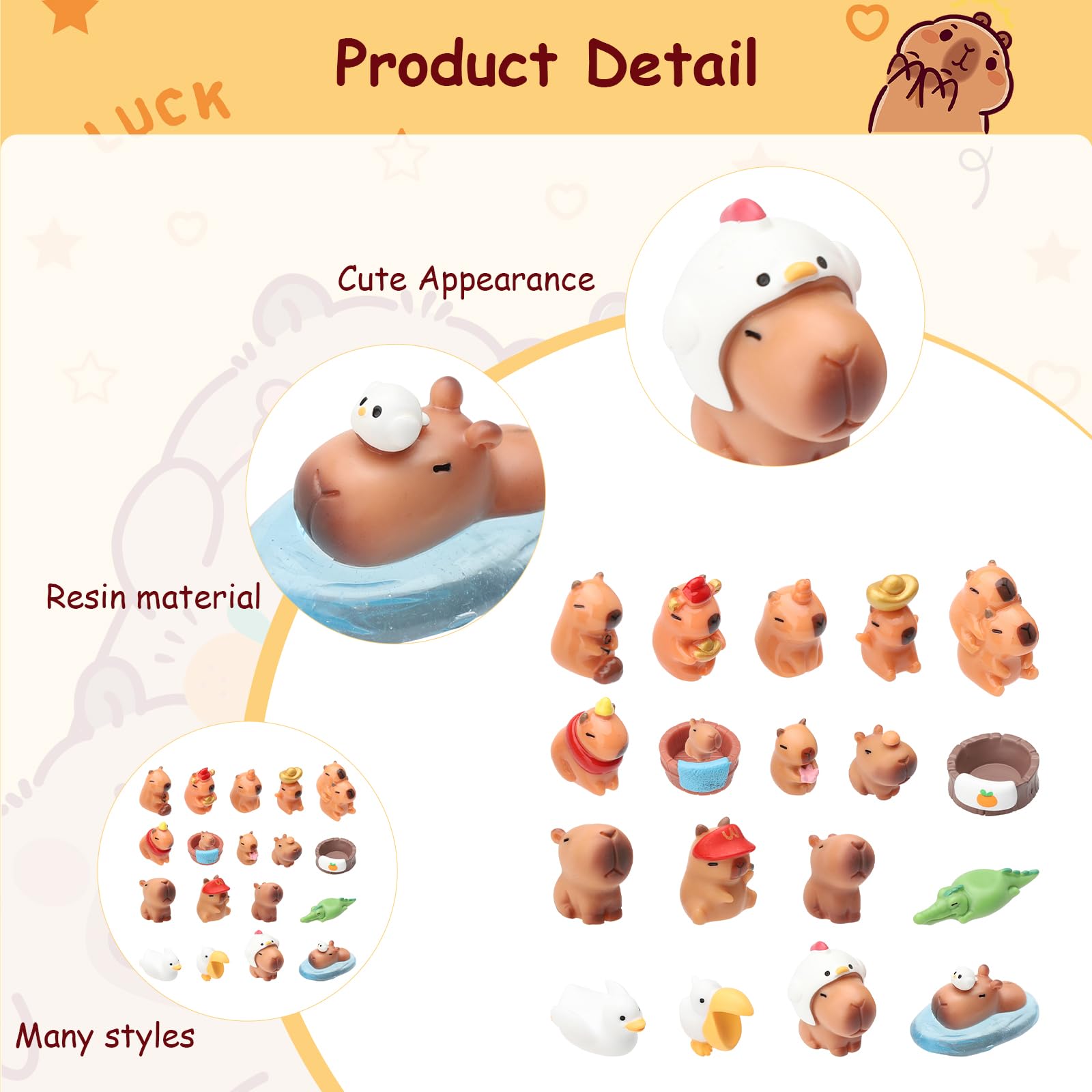 Mini Capybara zestaw 18 figurek do ciasta, mini Capybara, silikonowa, dekoracja do ogrodu wróżek, na urodziny, baby shower, imprezę, ciasto, domek dla lalek, biurko