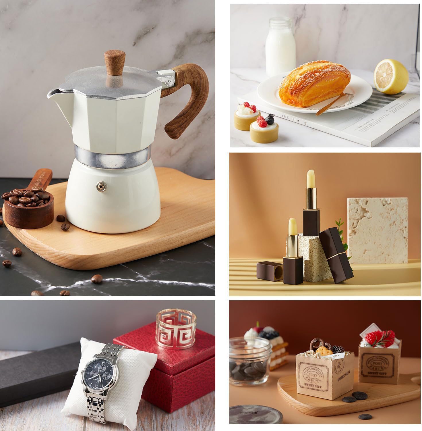 Lot de 10 Toiles de Fond pour Photographie - 30 x 40 cm - Papier de Fond Double Face - 20 Motifs - Carton Réfléchissant pour Aliments, Bijoux - avec Sac de Rangement