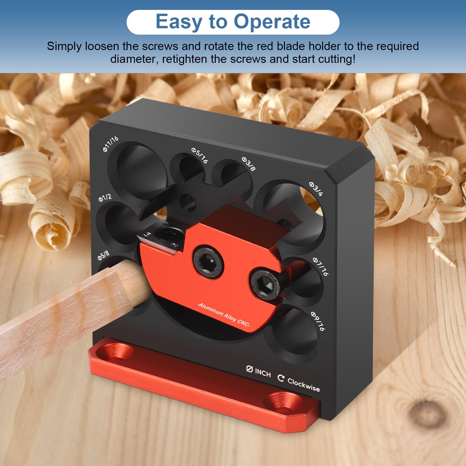Aluminum Alloy Dowel Maker Kit, 8-Hole Adjustable Jig with Carbide Inserts, 0.8-1.9 cm Rod Cutter Plate - Image 3