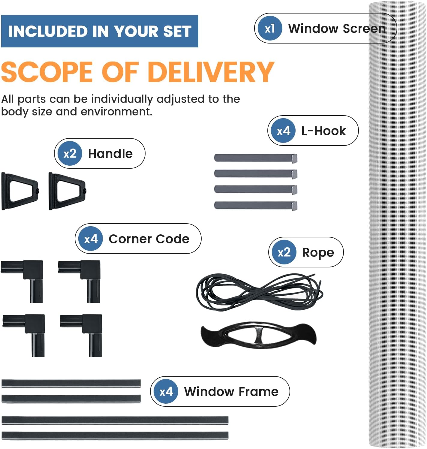 Fly Screen Window with Frame, 100 x 120 cm, Insect Protection Frame, Insect Protection, Mosquito Protection, Window Fly Net, No Drilling, Aluminium Frame, Fly Screen with Fibreglass Fabric, Fly Screen
