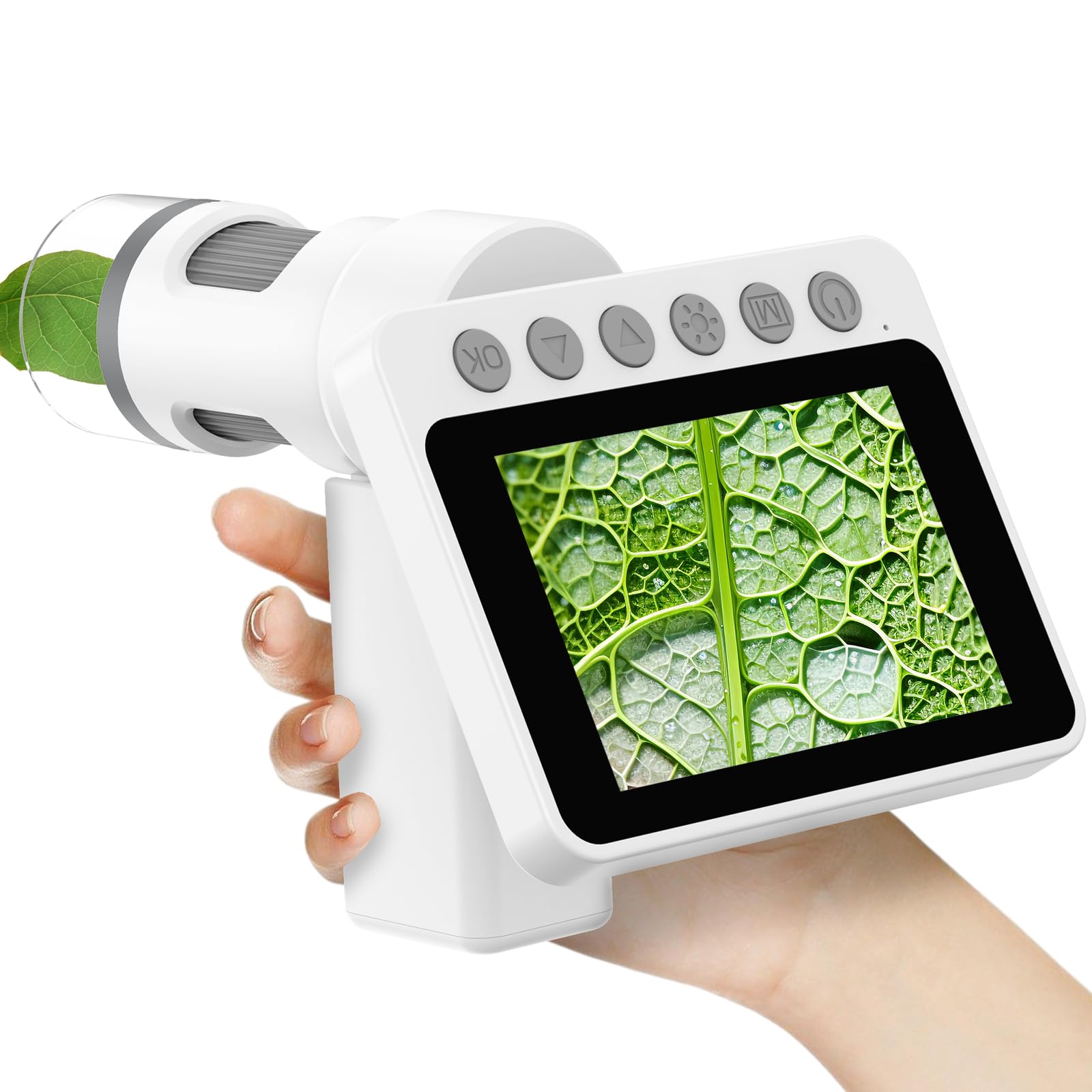 Photo 1 of Portable Digital Handheld Microscope for Kids - 1000X Microscopes with 3.5" Screen Pocket Magnifier for Coins Jewelry Science Learning Mini Labster Microscope with LED Light for Adults Children 8-12