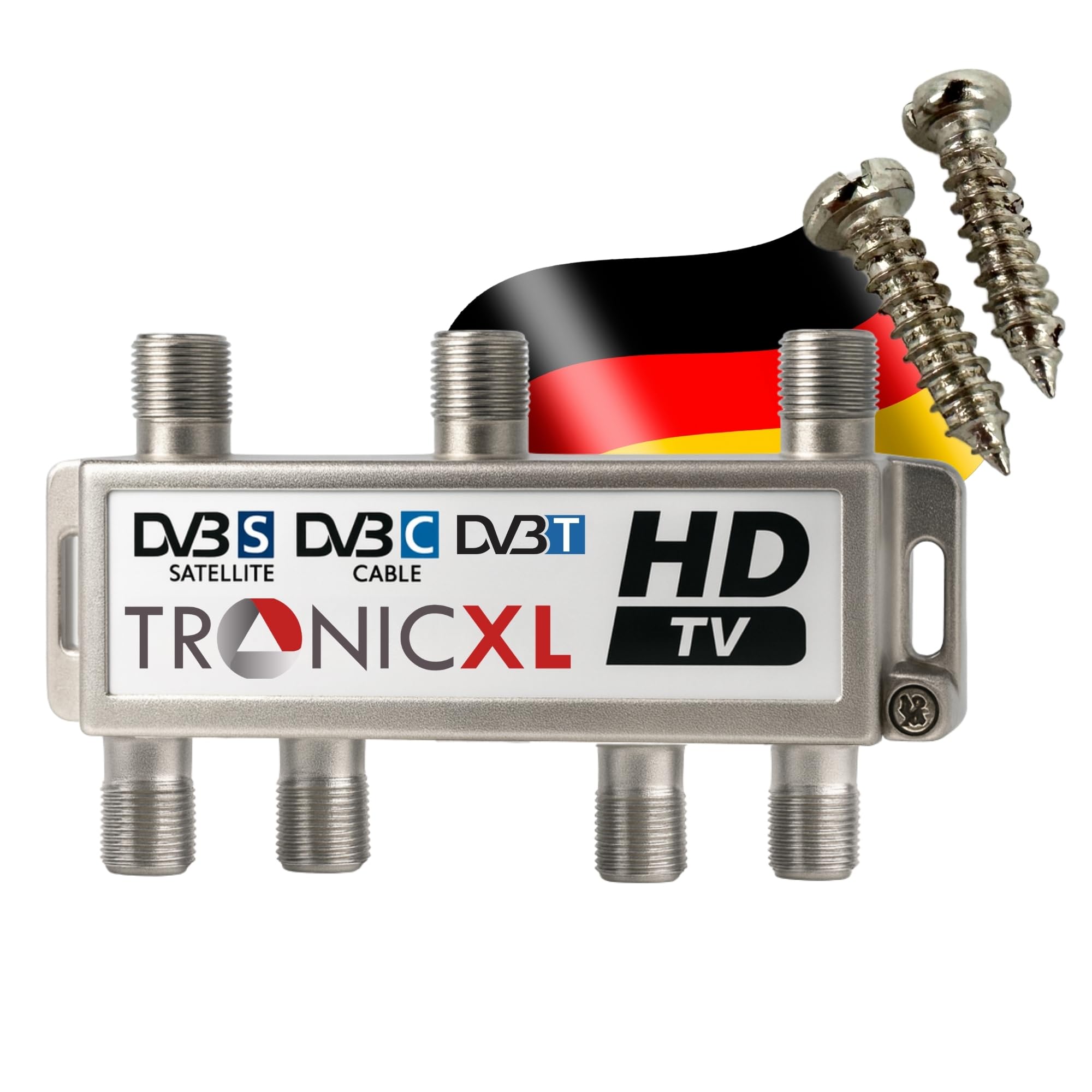 TronicXL Digital 6-Way DVBT DVBT2 DVBC Antenna Cable TV Splitter HDTV 6-Way TV Full HD Switch 6 x 6 Way Soft Switch F-Connector Trunk Cable Splitter