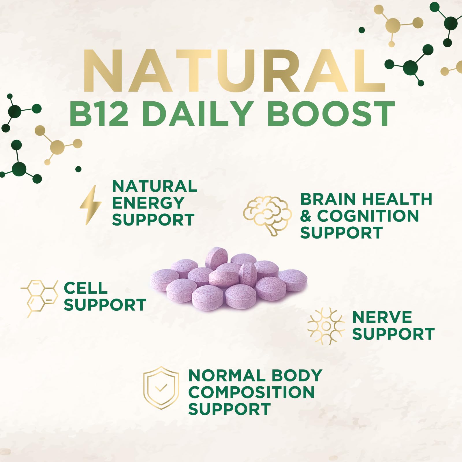 Vitamin B12 1000 mcg - Maximum Strength Methylcobalamin B-12 Chewable Tablet - Energy, Nervous System & Brain Support - Fast Dissolve, Natural Berry Flavor - Women & Men - Bottled in USA - 120 Tablets — Amazon image 5