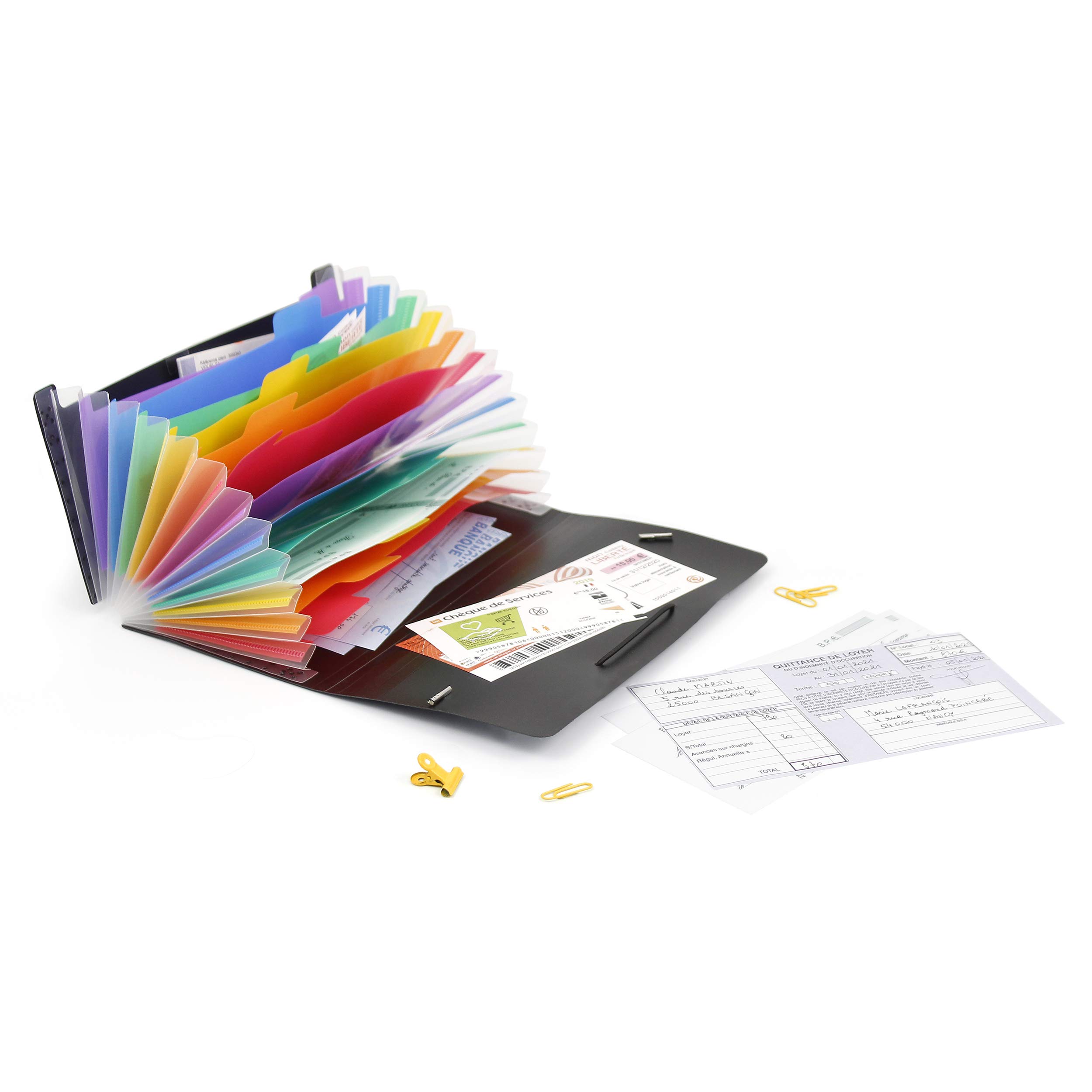 Viquel Rainbow Class Trieur Accordéon de Bureau 12 Positions Organisateur Extensible 26 x 13 cm