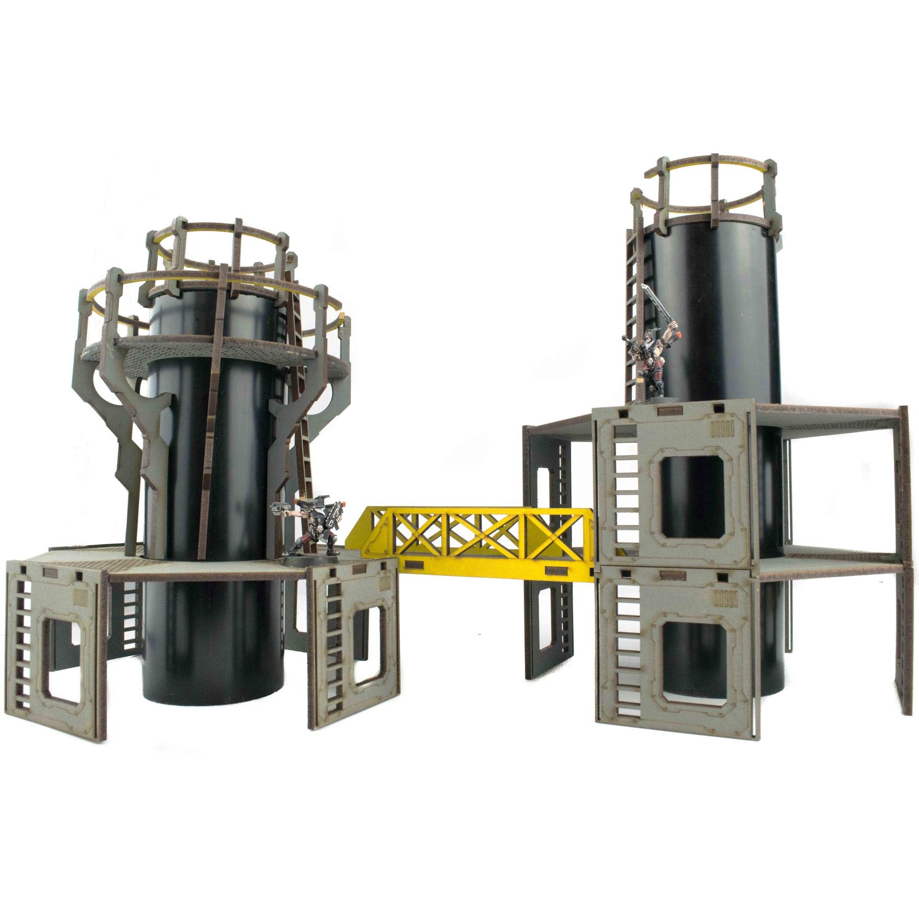 War World Gaming Industry of War Refinery 1 & 2 – niemalowane – 28 mm Sci-Fi teren Wargaming model Diorama Sceneria Sci-Fi Battle Blat Warfare Destroyed Wargame RPG