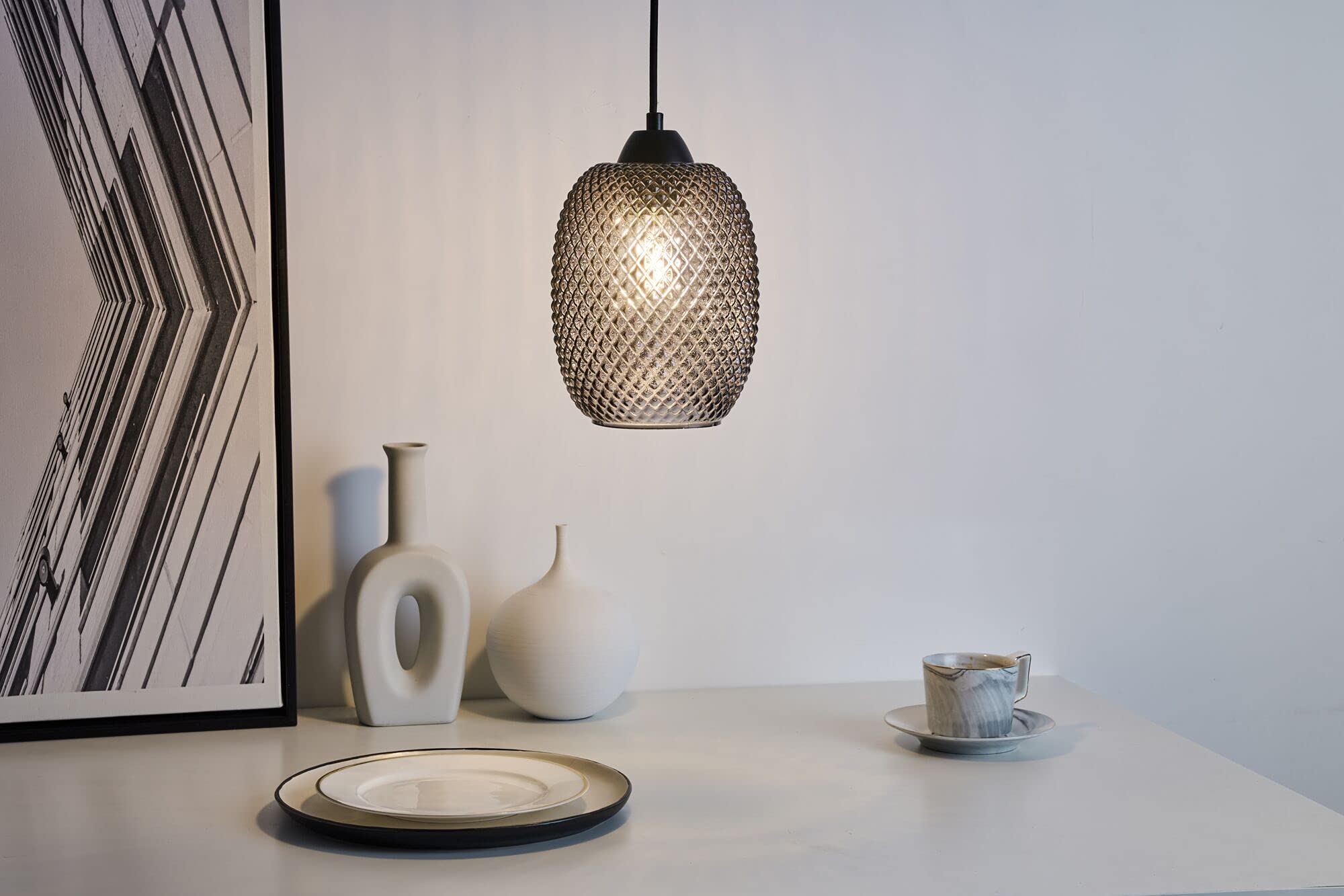 Pauleen 48188 Luminaire en suspension Gleaming Glamour 20 watts max. verre fumé, noir, verre, métal E27