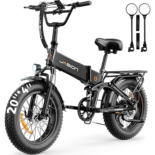 Jasion X Hunter/PRO Electric Bike for Adults,1800W/1400W Peak 20''Fat Tire Foldable Ebike,Folding E Bike Up to 80/70 Miles Range,720/624WH Removable Battery,30 MPH E Bike,Certified by UL2849