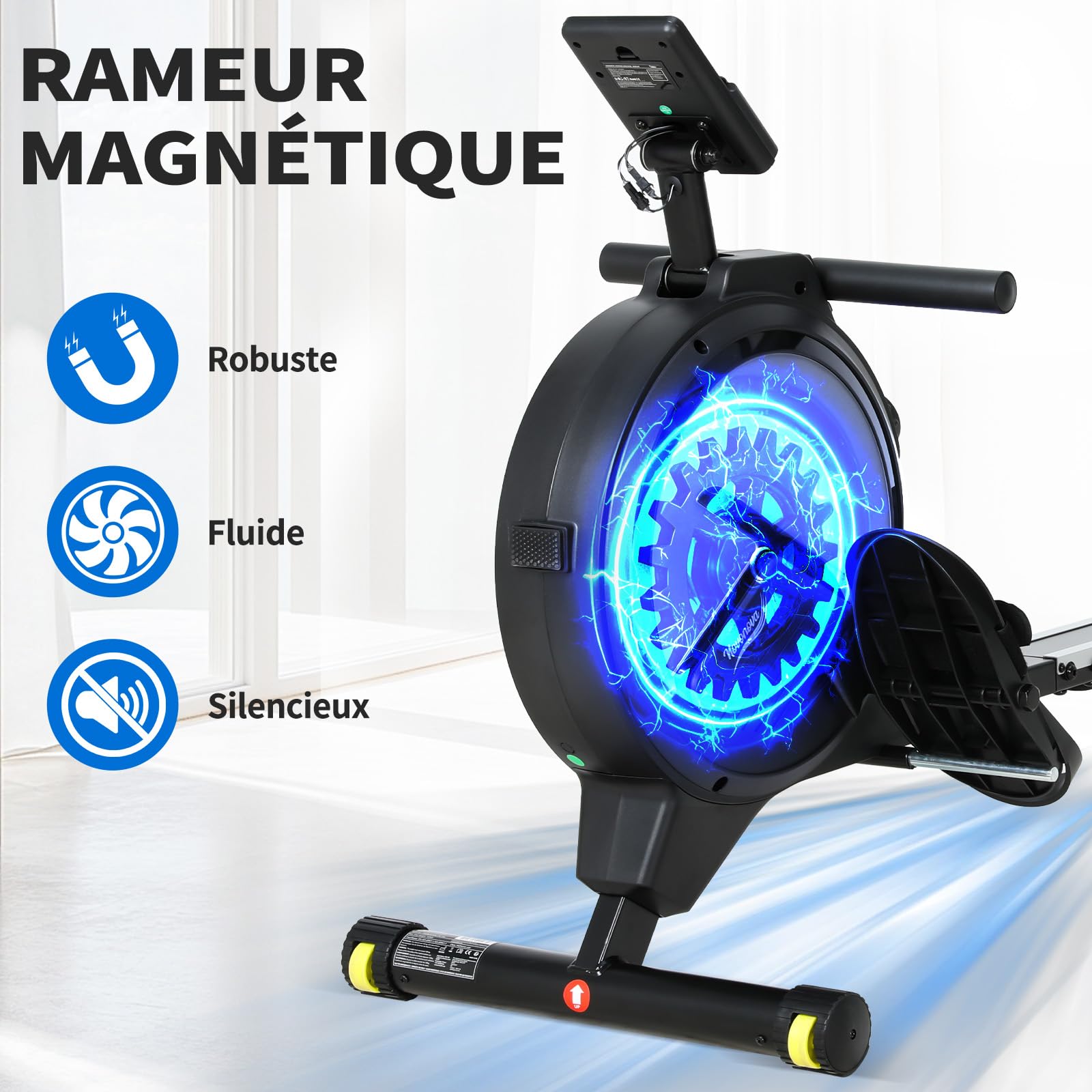Rameur d'Appartement à 16 Niveaux de Résistance Magnétique, Rameurs Silencieux Glissière Lisse, Rameurs Appartement Magnétique Ecran LCD, Rameur Musculation Fitness, Rowing Machine Bureau