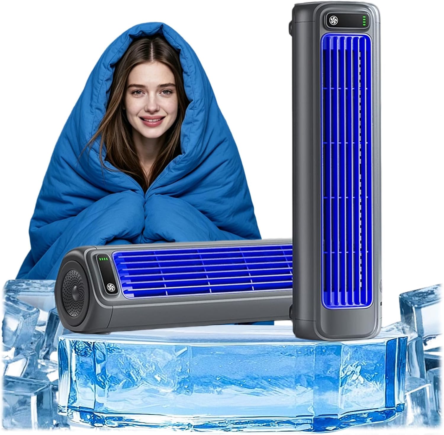 2026 New Cooling Ace Portable Air conditioner, Cooling Fan with 3 Speeds & LED Touch Screen, USB Charging Air Conditioner, 2026 New Tower Fan for Bedroom Office Home (Black)