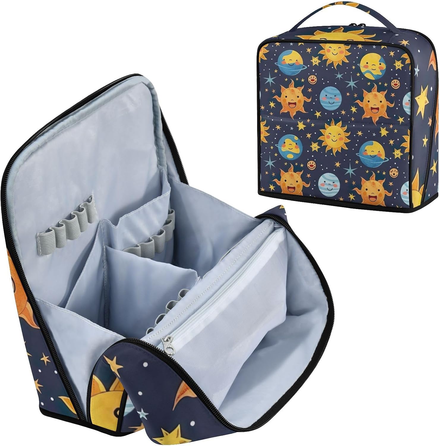 Funny Sun and Planets Standing Makeup Bag