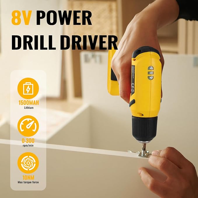 Taladro inalámbrico TLGREEN 8V con kit de 101 piezas y maletín miniatura 8