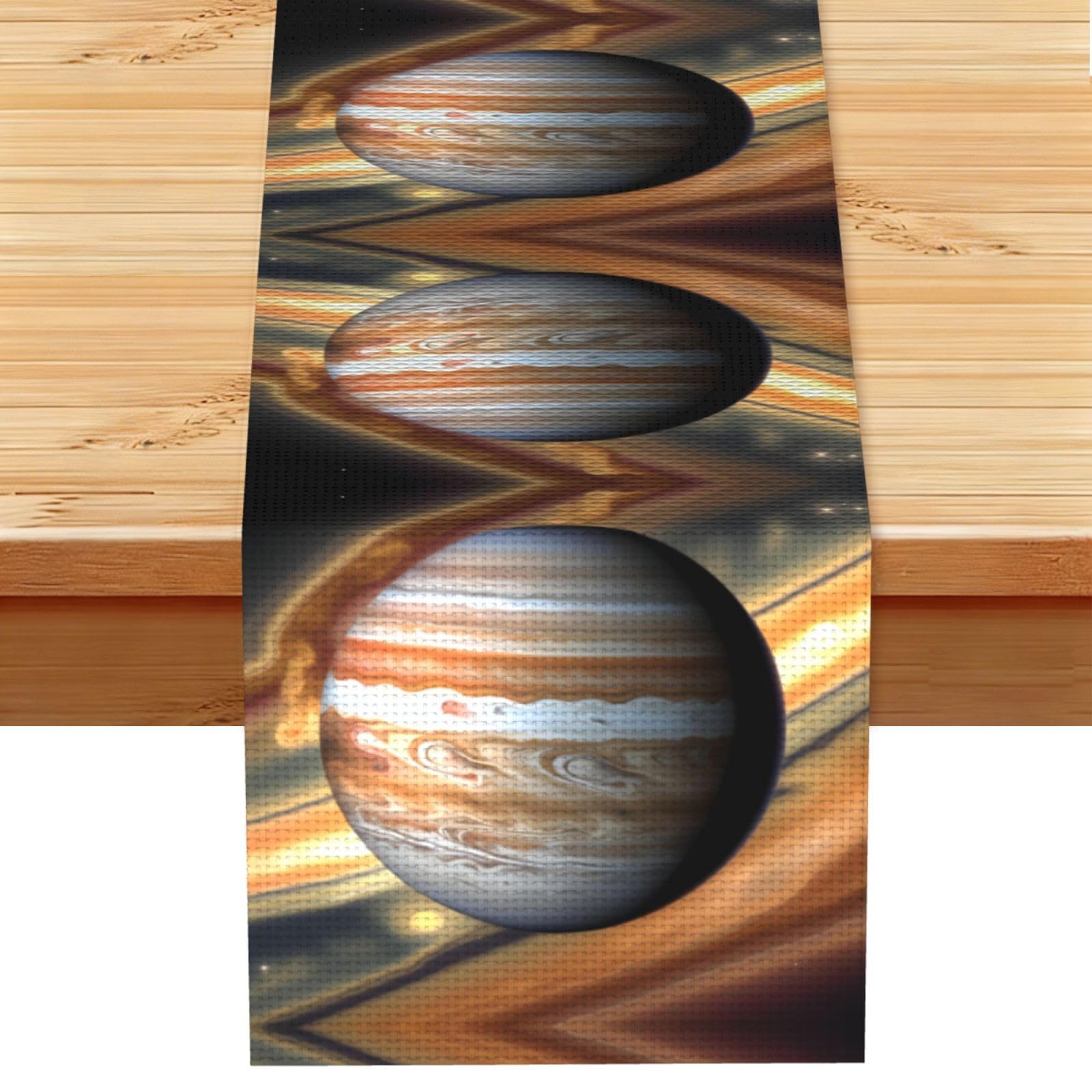 Jupiter Landscape Linen Look Table Runner 13x72-Wrinkle Resistant Farmhouse Style for Dining Table Decor