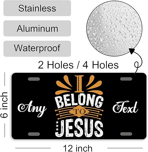 Miniatura 3 de Matrícula personalizada con diseño religioso cristiano I Belong to Jesus para automóvil, placa personalizable de metal, aluminio, decoración para