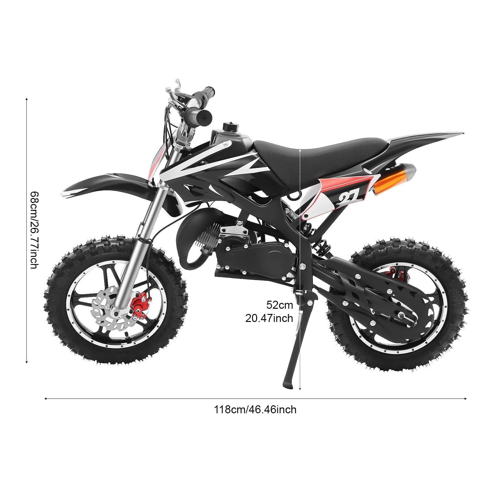 Bicicleta de cross para niños, 2 tiempos, 49 ccm, motor de 10 pulgadas, moto de bolsillo, Dirt Bike | Motocross | Pocketbike | Motorsport Dirtbike