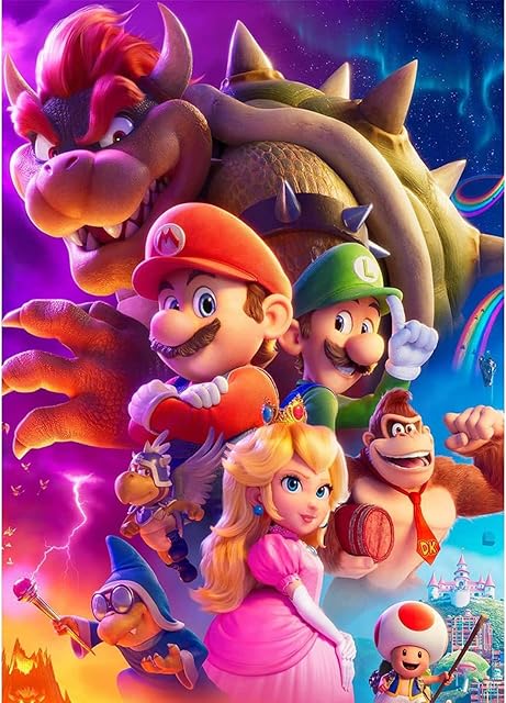 DAERLE 5D Diamond Painting Kits for Adults, Mario Diamond Art Kits Cartoon Full Drill Diamond Painting Kit for Kids Beginners, DIY Crystal Picture Art for Home Wall Decor 30x40cm