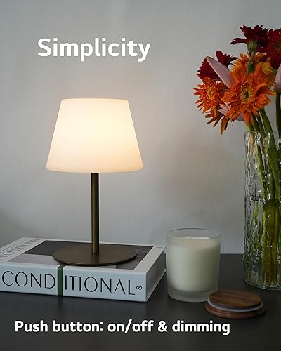 Miniatura 4 de Lámpara de mesa inalámbrica recargable, funciona con pilas, impermeable, portátil, táctil, regulable, altura ajustable, para el hogar, dormitorio,