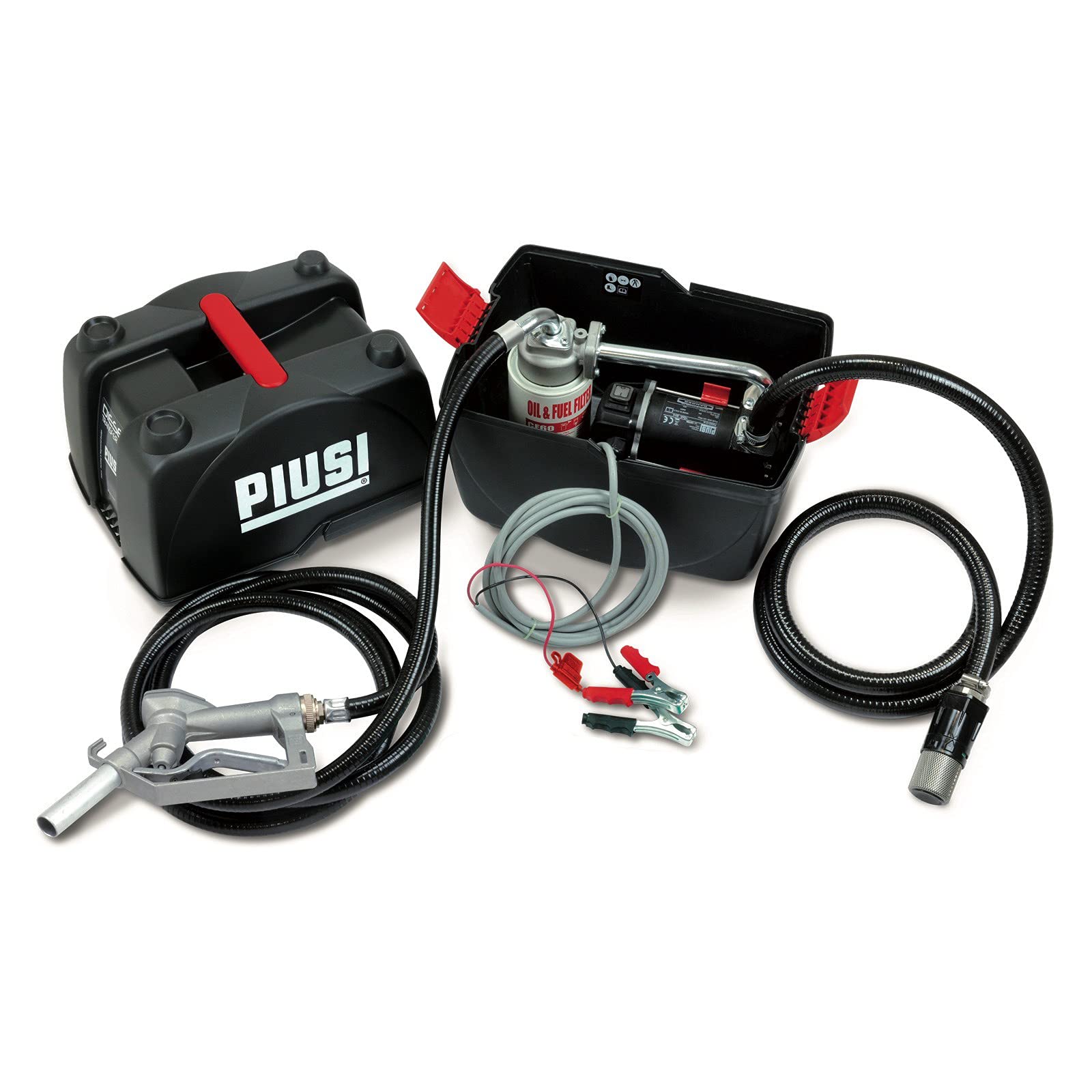 PIUSI Portable Diesel Refueling Kit at 12V, 43 l/min Pump, Integrated 30 micron Filter, Manual Nozzle, and 4+2 m Hose | PIUSIBOX F0023101B