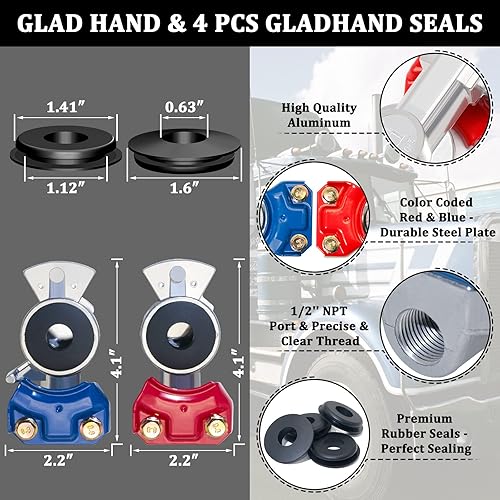 Miniatura 3 de Manguera de línea de aire ABS y Power de 12 pies 3 en 1 con manos alegres y 4 sellos de mano alegres para semirremolque de tractor