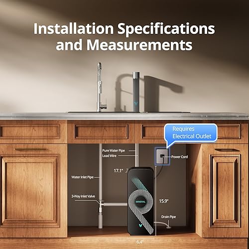 Miniatura 8 de VIOMI Purificador de agua alcalina de ósmosis inversa M1 pH+, para debajo del fregadero, sin tanque RO, NSFANSI 372 probado por ETL, control y