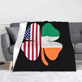 Flannel Fleece Blanket Flannel Blanket Ireland Irish Flag American Flag Throw Blankets Flannel Fleece Warm Soft Bed Blanket for Sofa Couch 80x60inches9