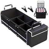 Car Trunk Organizer, with Insulated Leakproof Cooler Bag, for SUVs & Sedans, Sturdy Car Organization for Car Accessories, with Adjustable Straps and Non Slip Bottom (black)